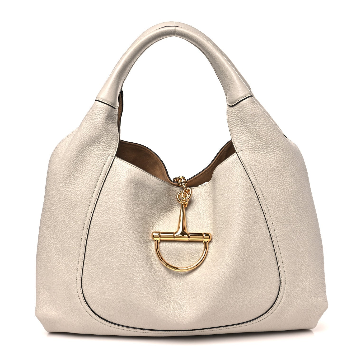 Gucci Grained Calfskin Softbit Maxi Shoulder Bag Taupe