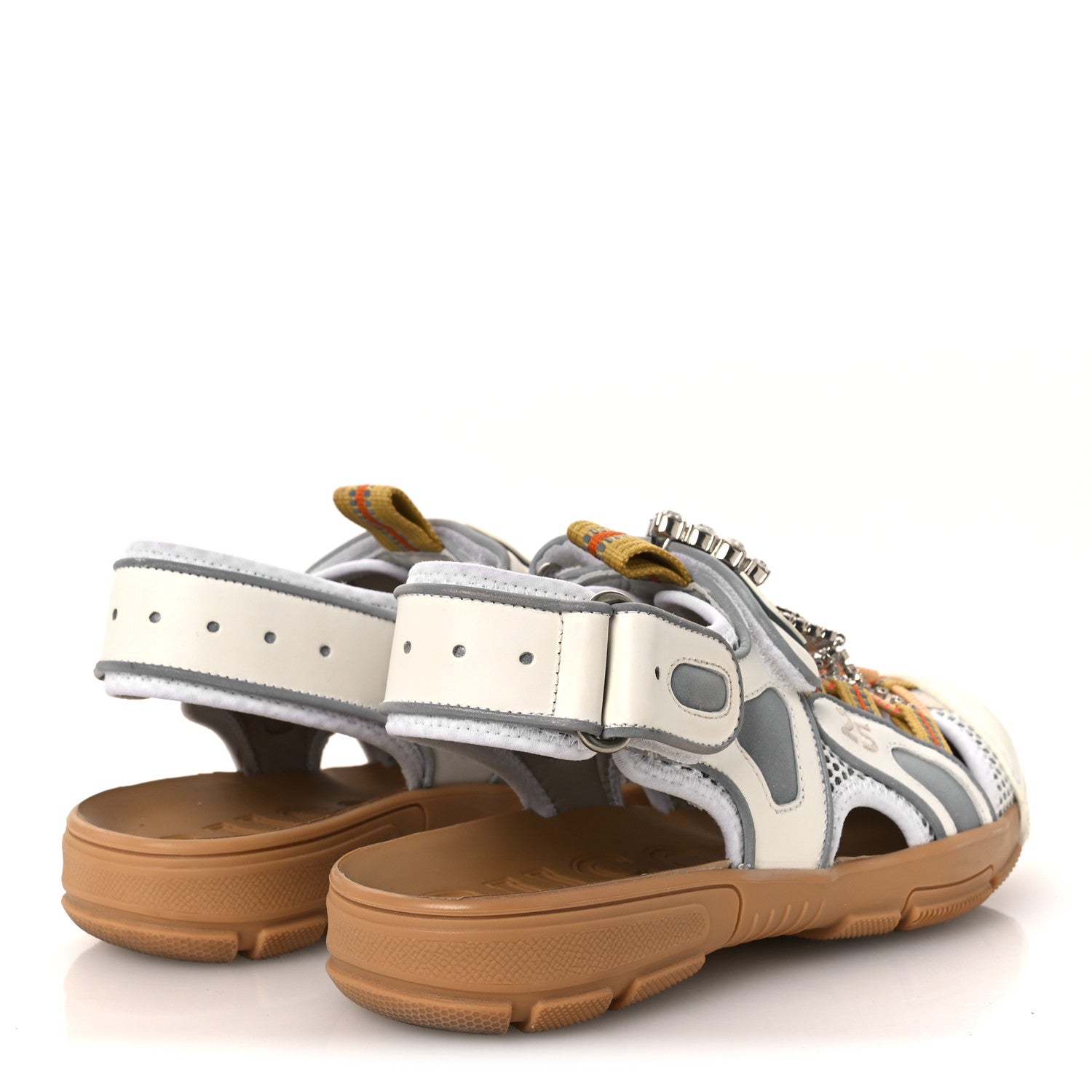 Gucci Mesh Fabric Tinsel Sport Sandals 36 White Silver