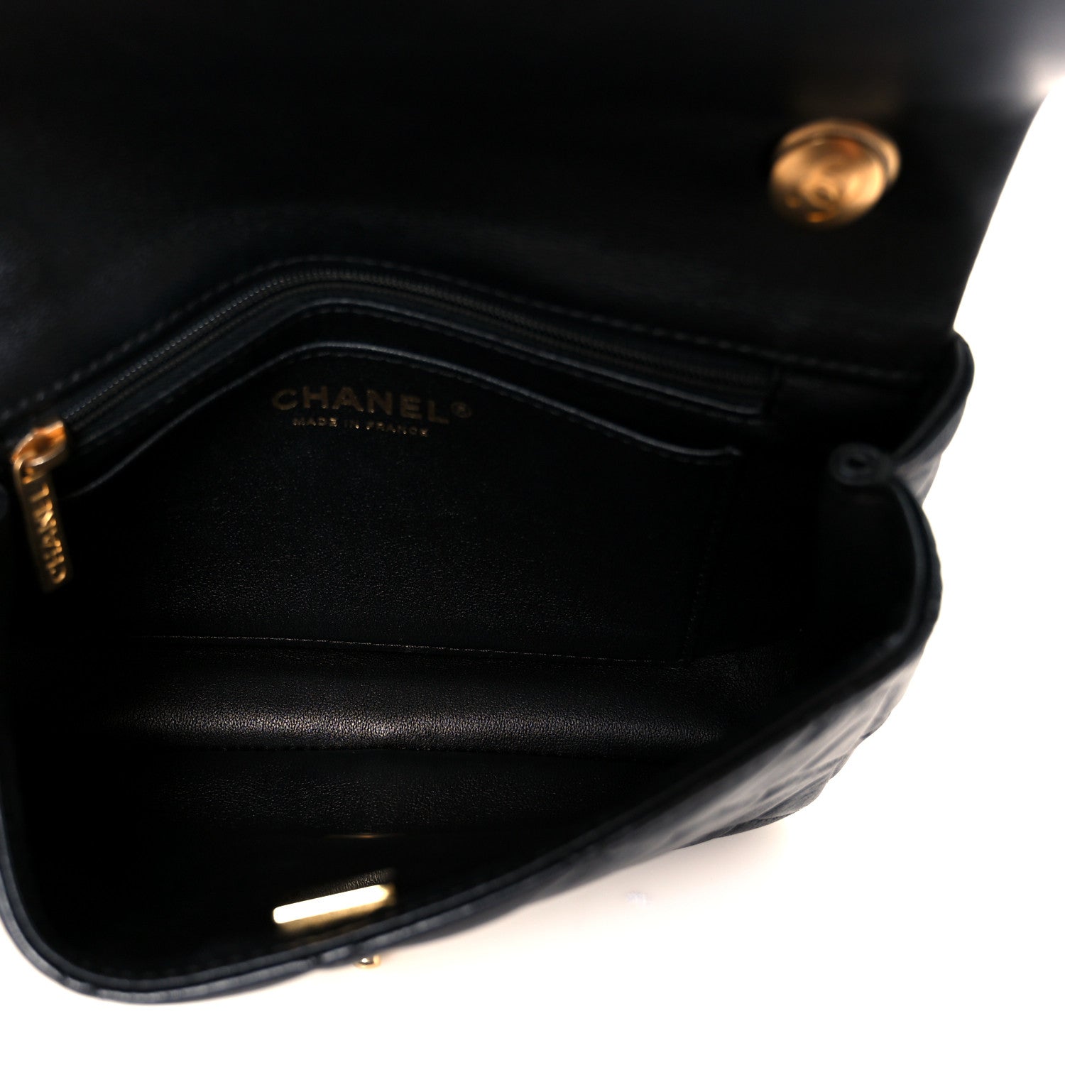Chanel Lambskin Quilted  Pearl  Flap Black
