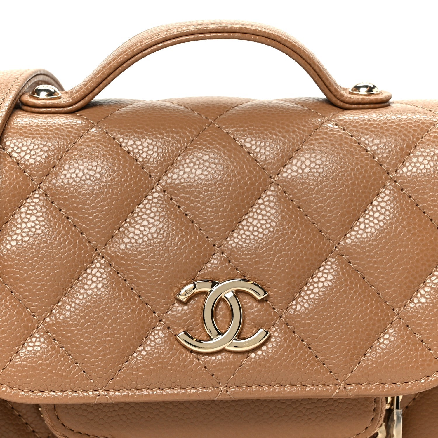 Chanel Caviar Quilted Business Affinity Clutch With Chain Flap Camel