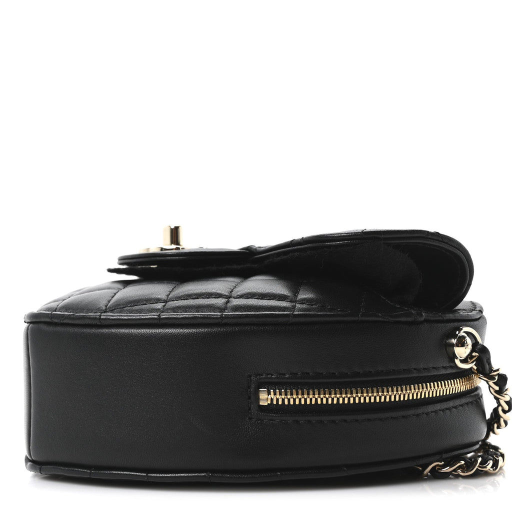 Chanel Lambskin Quilted CC In Love Heart Bag Black