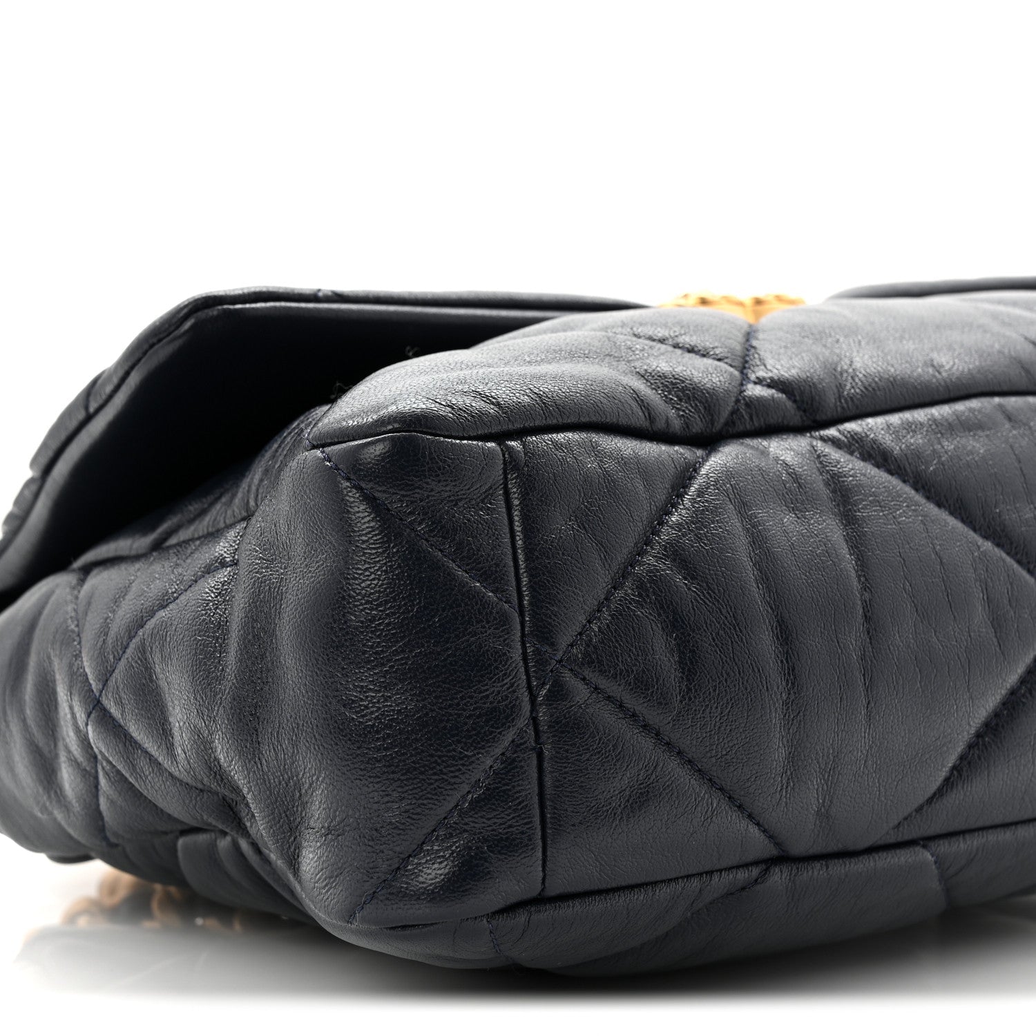 Chanel Goatskin Quilted Large Chanel 19 Flap Navy Blue