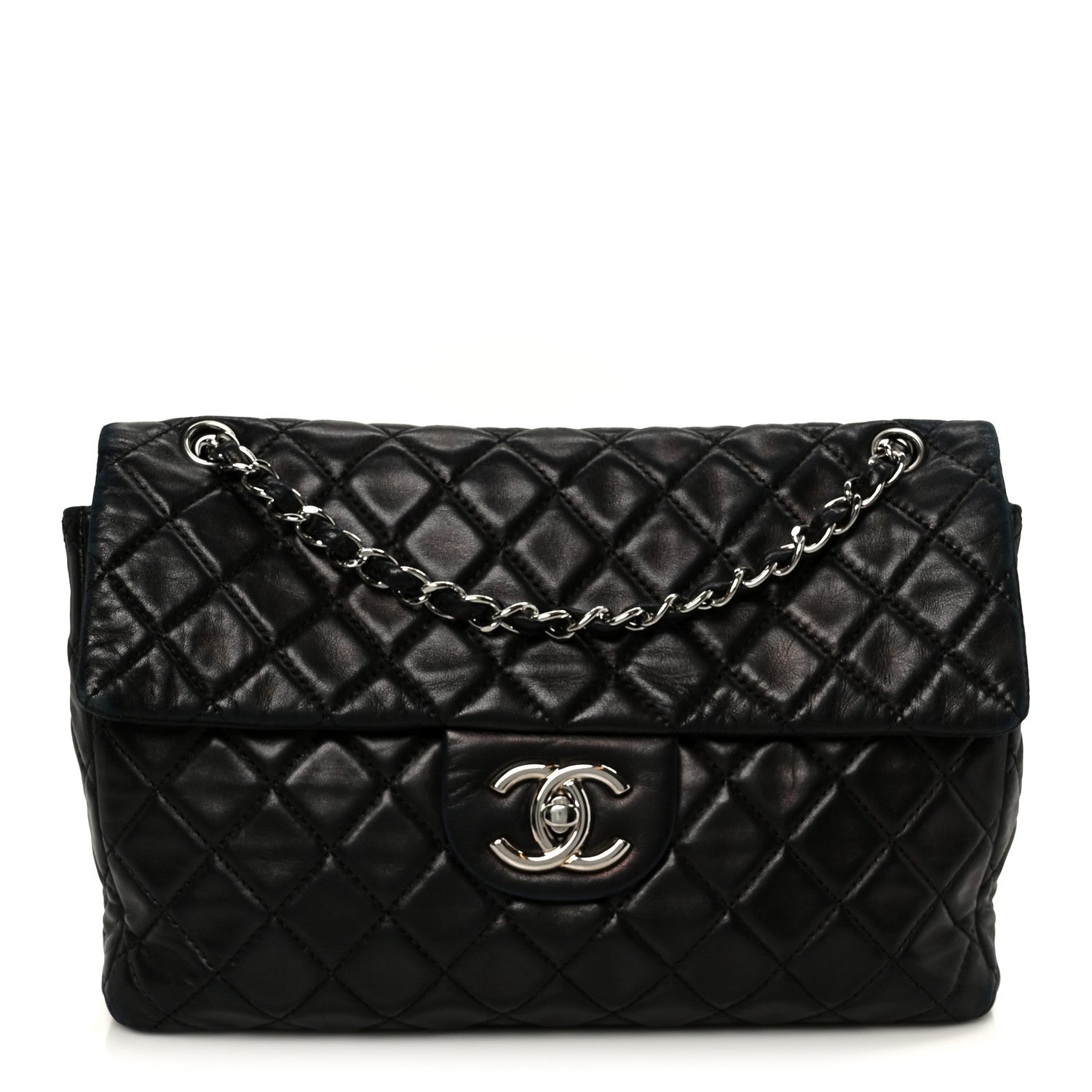 Chanel Washed Lambskin Quilted Maxi Single Flap Black