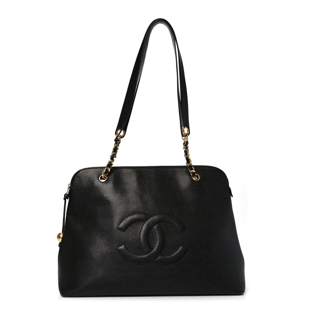 Chanel Caviar Large CC Shoulder Bag Black