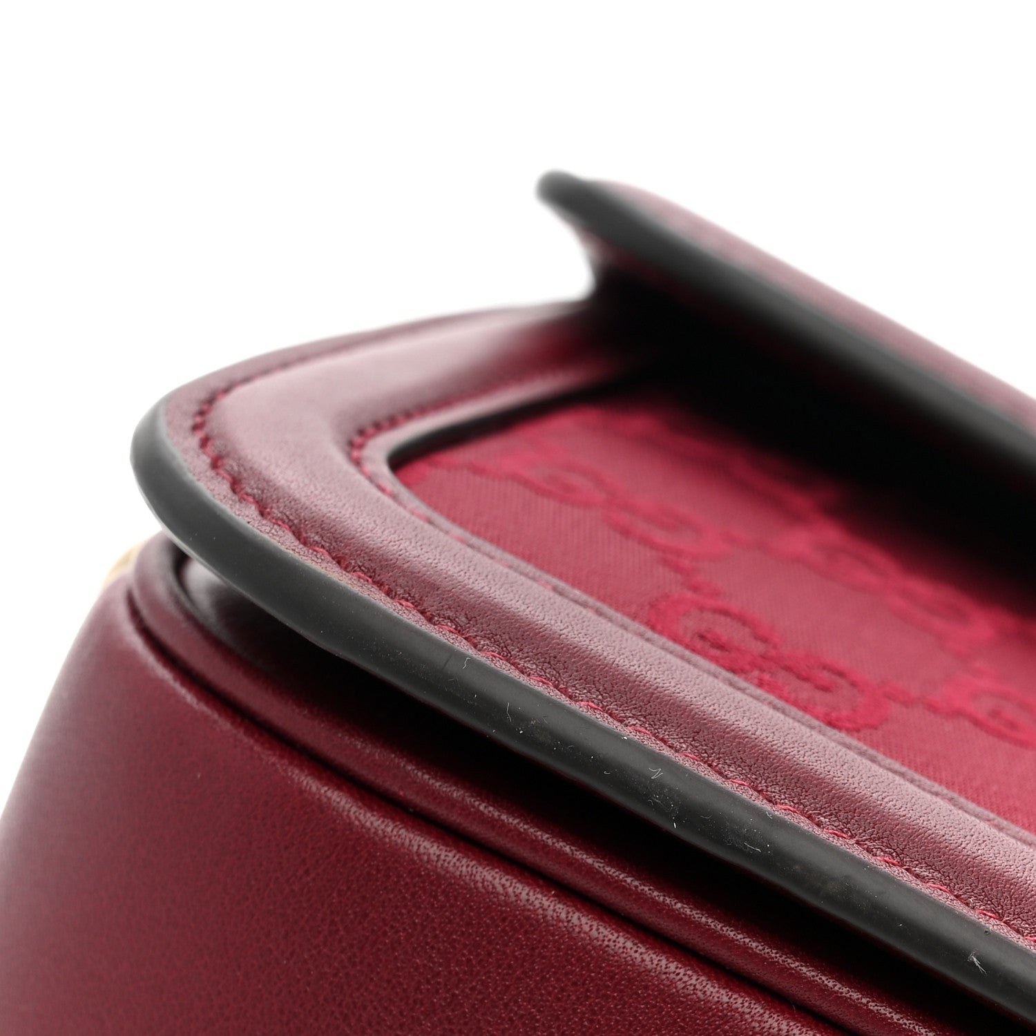 Gucci Crepe Wool Silk GG Monogram Go Small Shoulder Bag Rosso Ancora