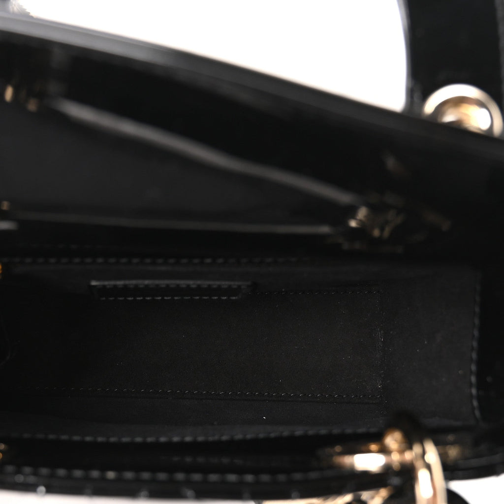 Christian Dior Patent Cannage Mini Lady Dior Black