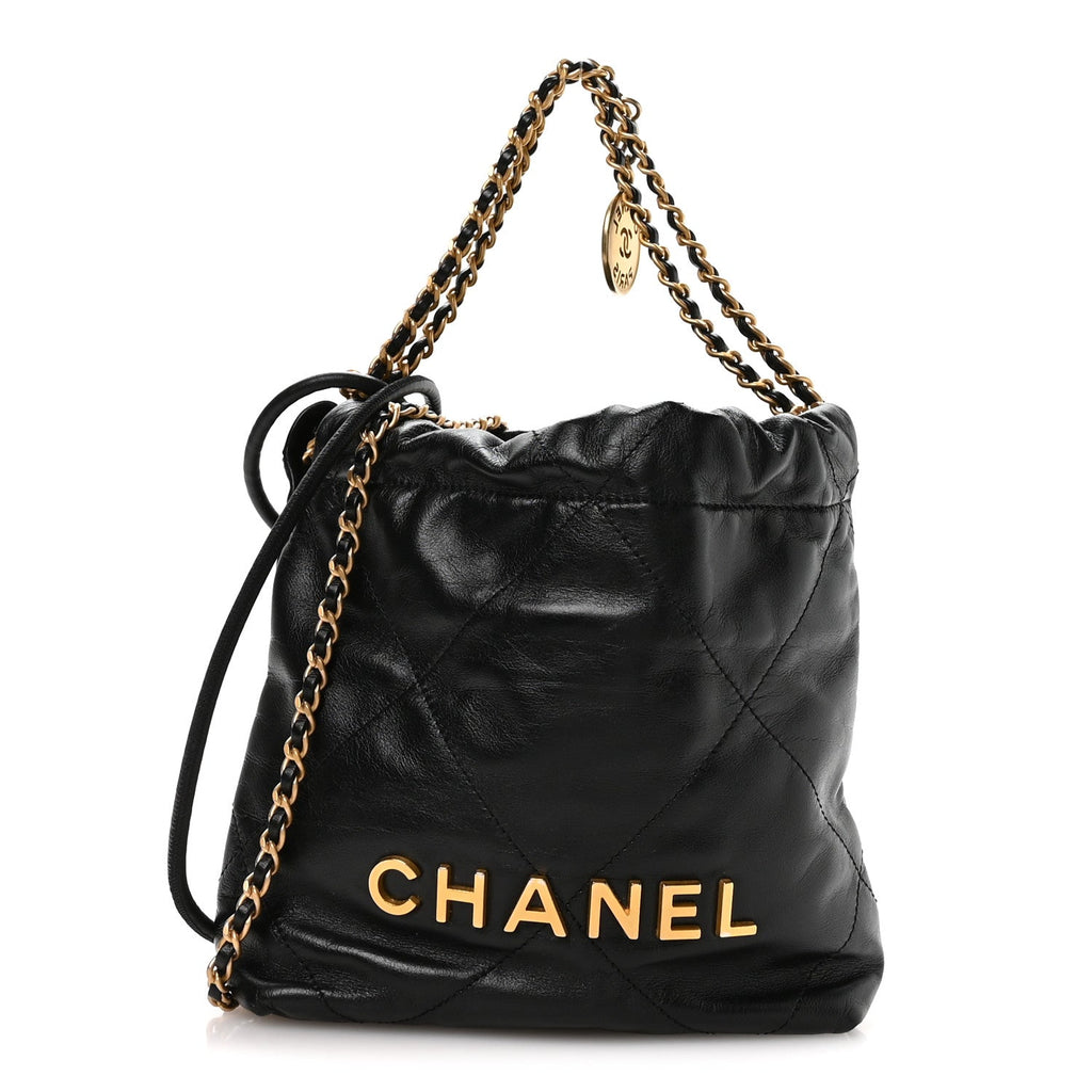 Chanel Shiny Calfskin Quilted Mini Chanel 22 Black