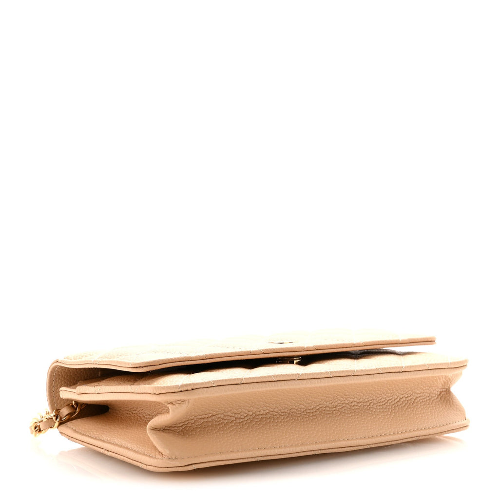 Chanel Caviar Quilted Wallet on Chain WOC Beige