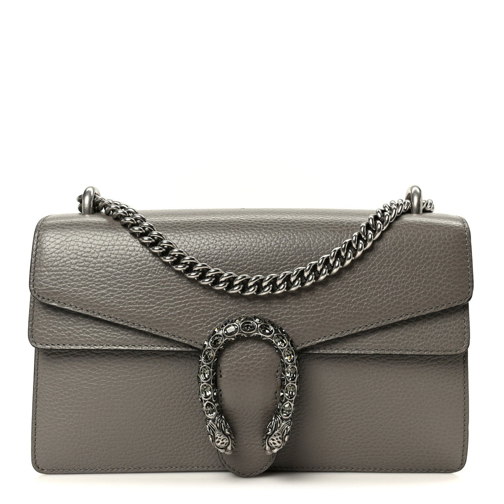 Gucci Pebbled Calfskin Small Dionysus Shoulder Bag Dusty Grey