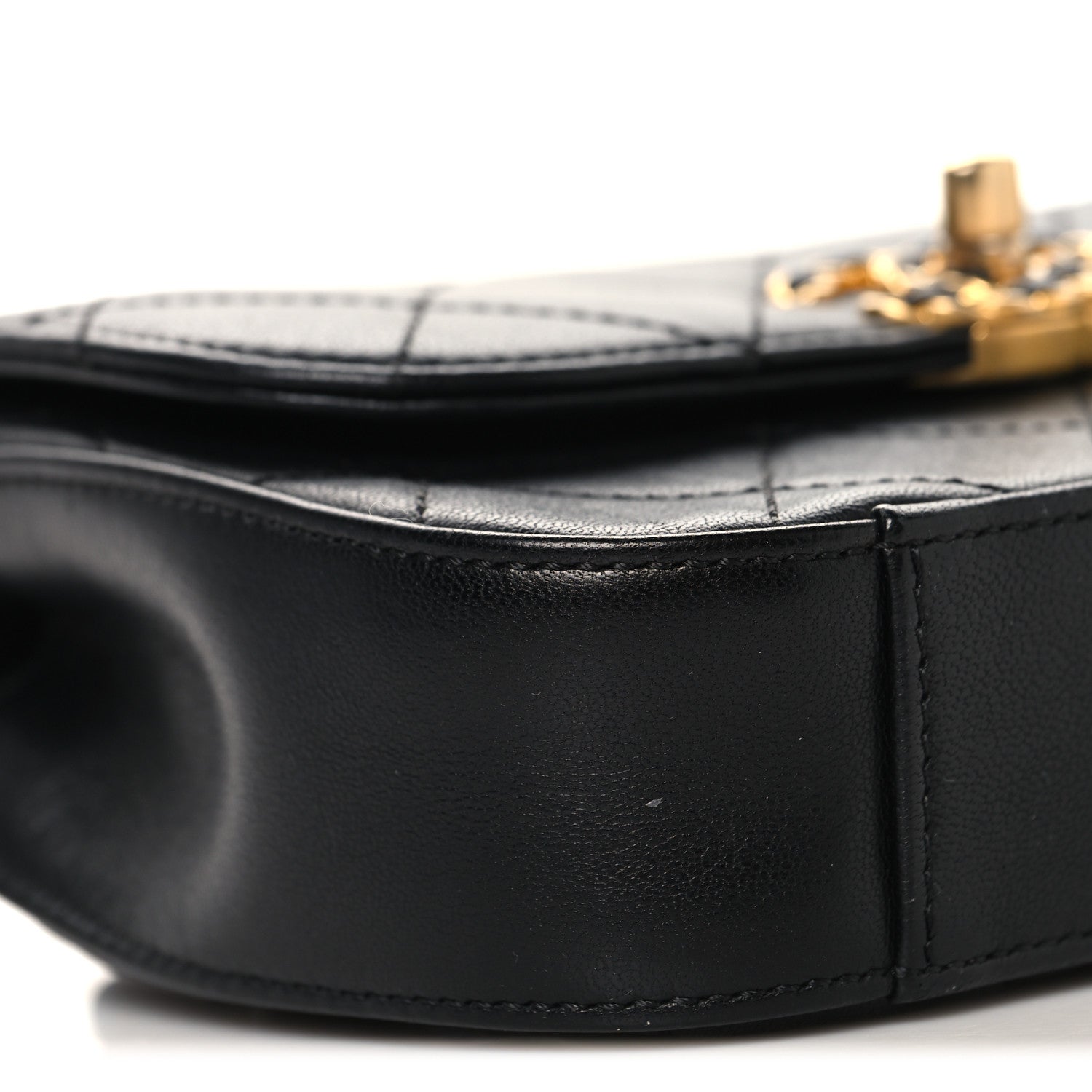 Chanel Lambskin Quilted Chain Infinity Waist Belt Bag Black