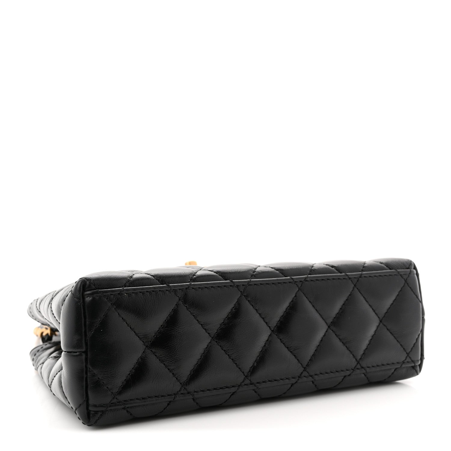 Chanel Shiny Aged Calfskin Quilted Nano Kelly Shopper Black
