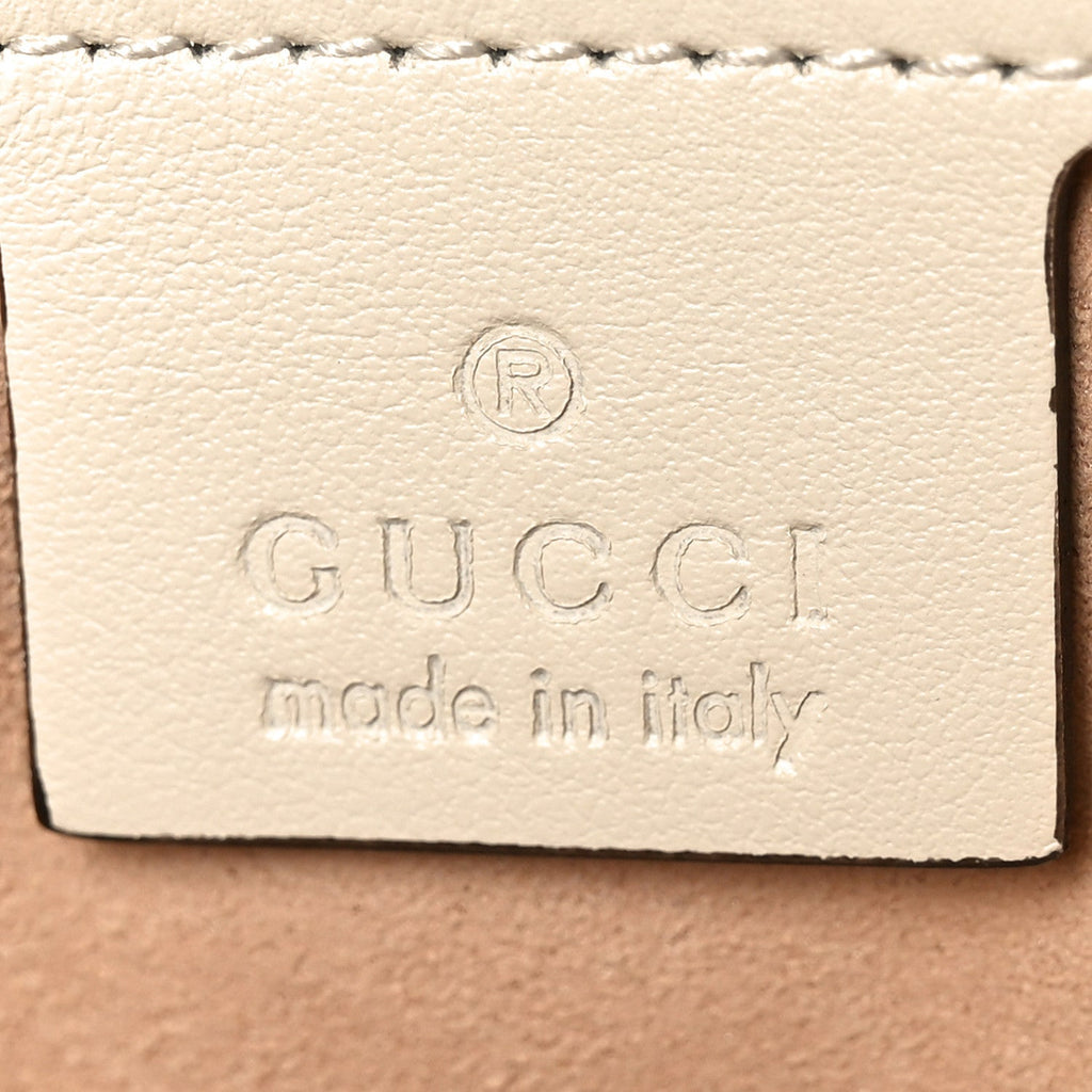 Gucci Calfskin Matelasse Small GG Marmont Shoulder Bag White
