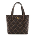 Chanel Calfskin Wild Stitch Tote Brown