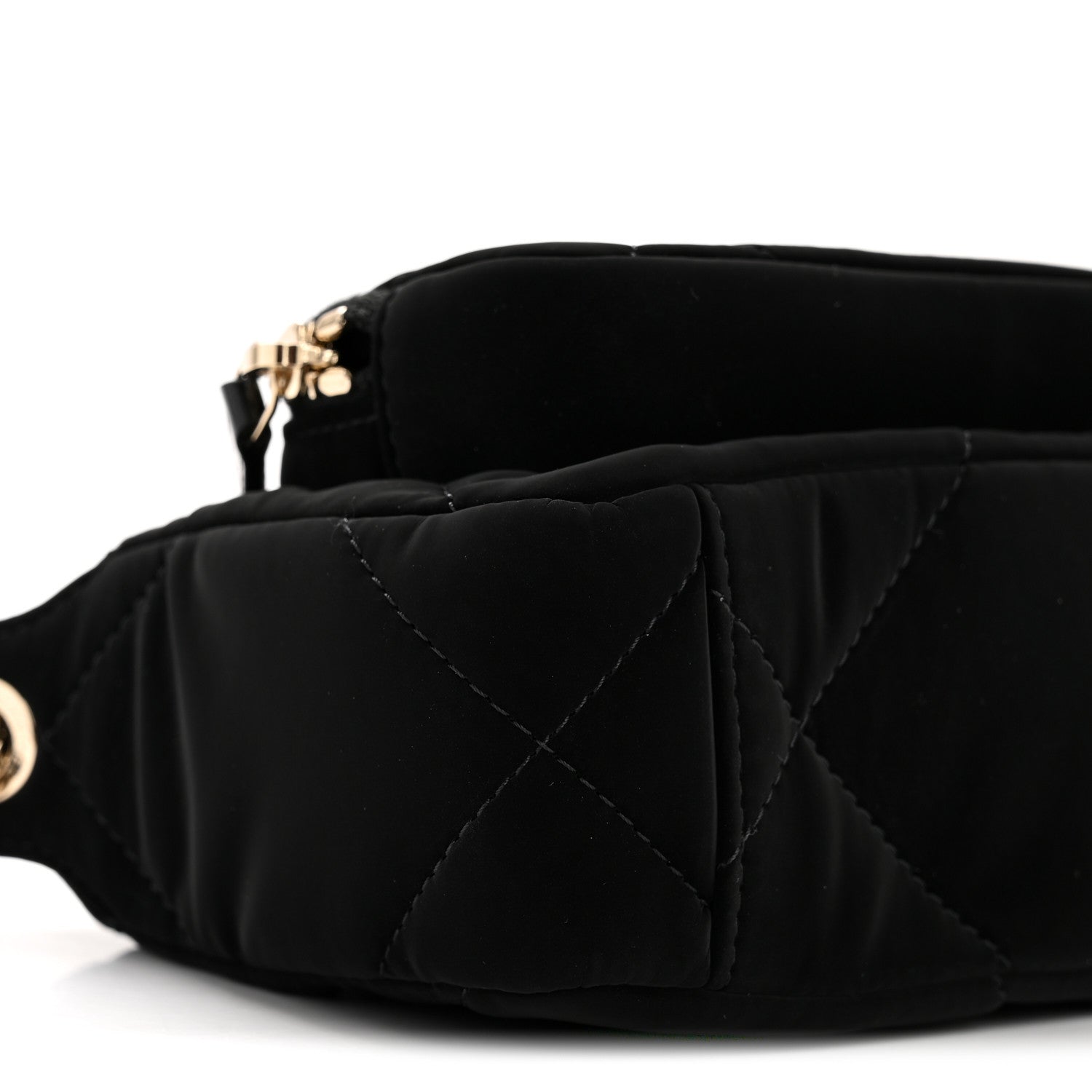 Chanel Velvet Effect Nylon Shiny Crumpled Calfskin Mini Quilted Chanel 25 Clutch With Chain Black