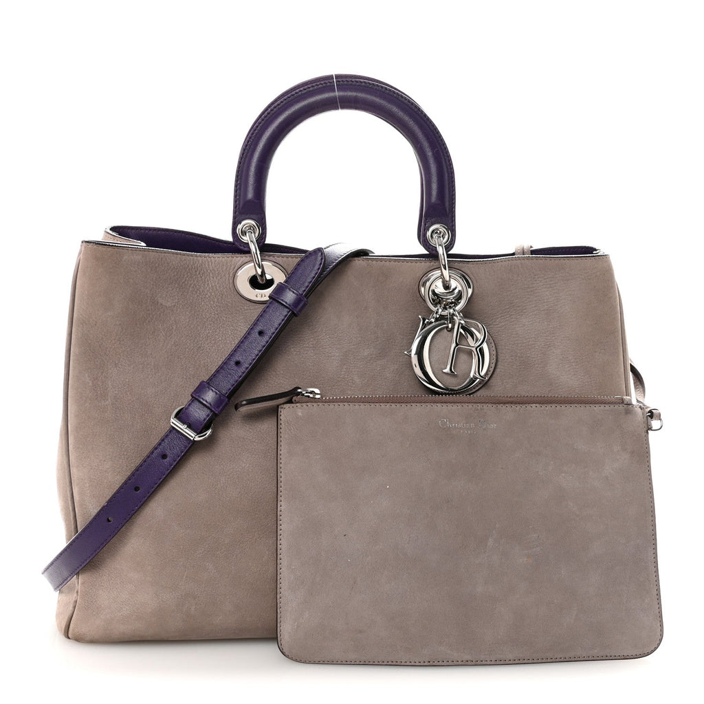 Christian Dior Suede Large Diorissimo Tote Purple