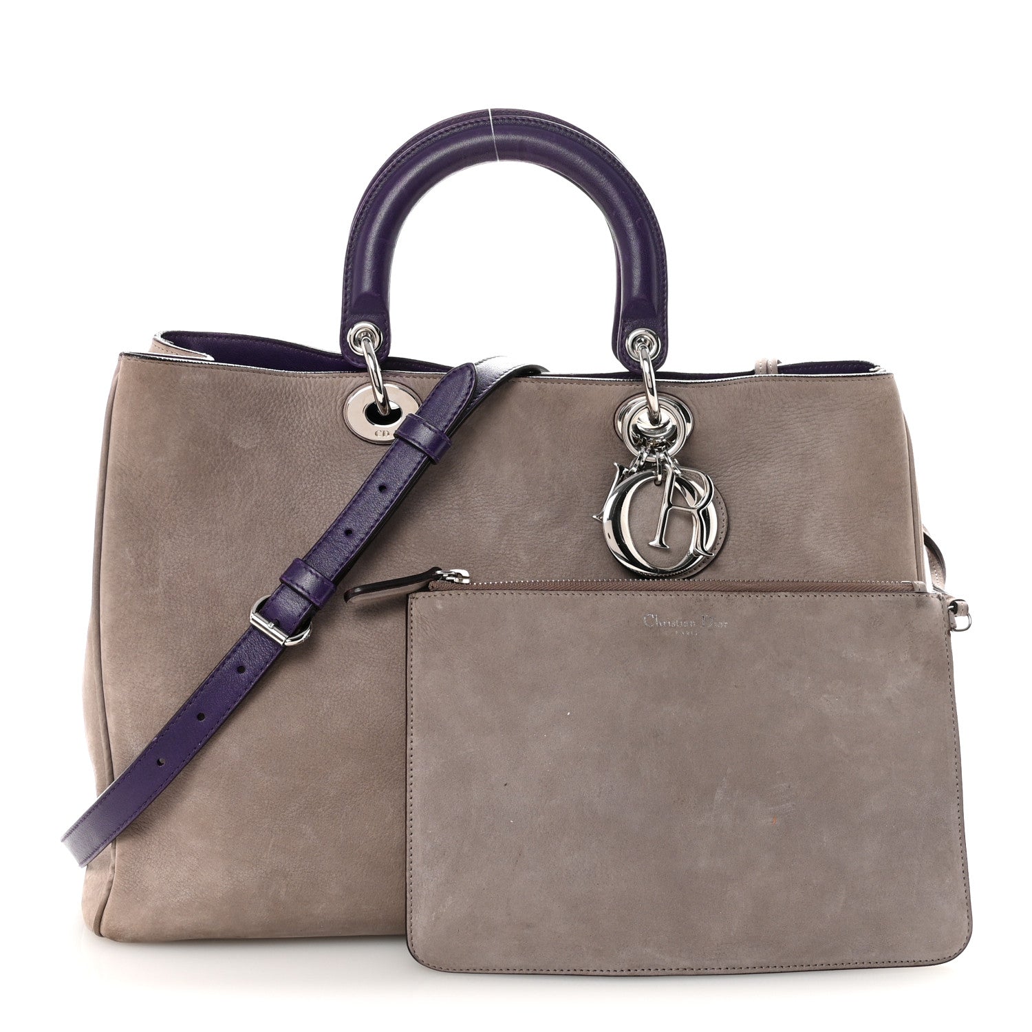 Christian Dior Suede Large Diorissimo Tote Purple