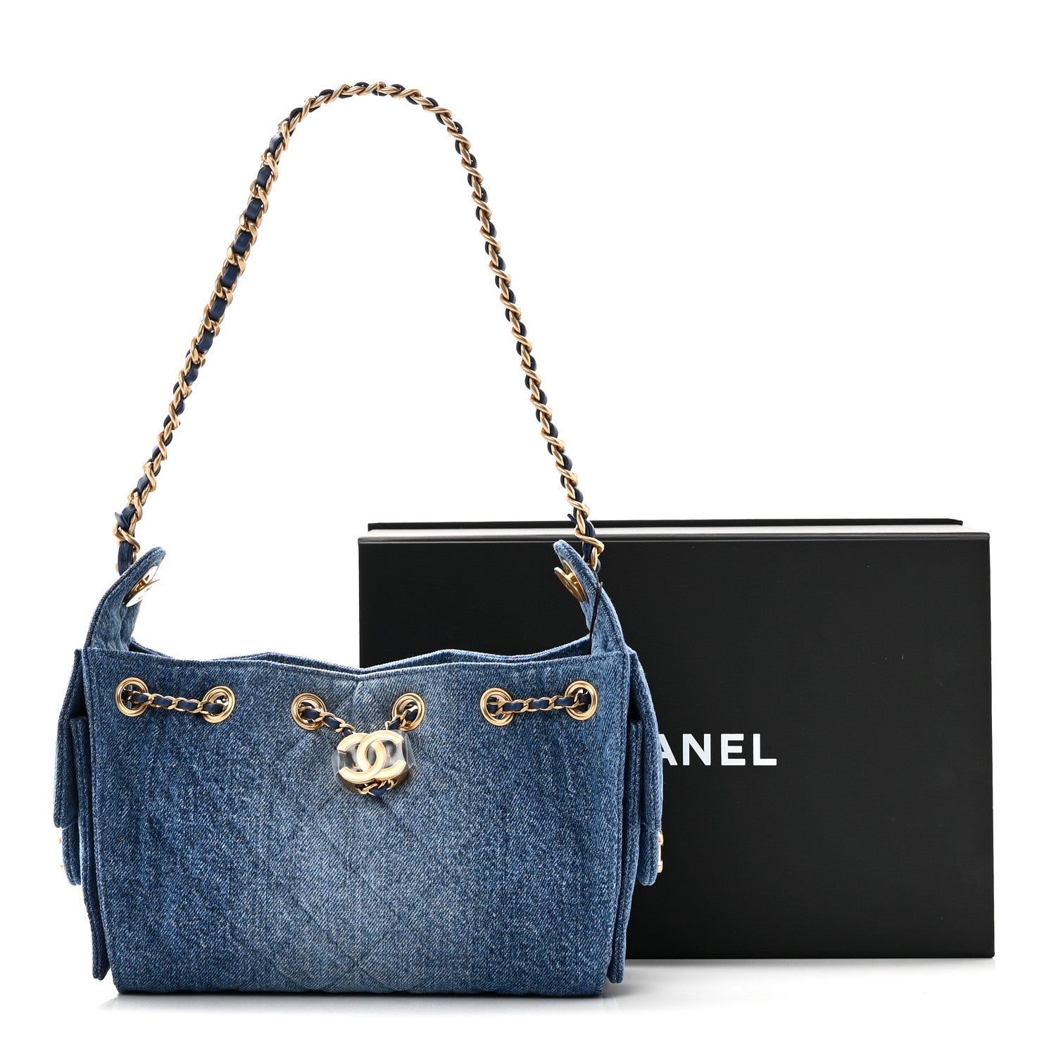 Chanel Washed Denim Quilted Mini Chanel 25 Handbag Blue