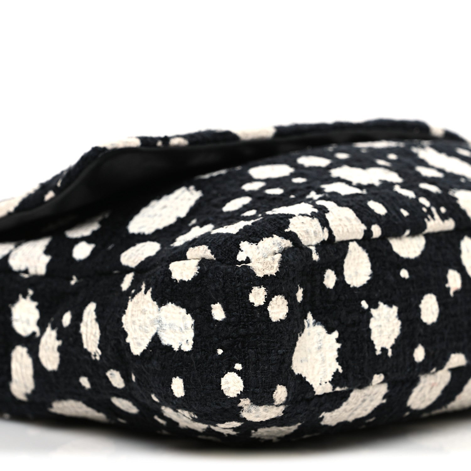 Chanel Tweed Paint Splatter Print Flap Black White