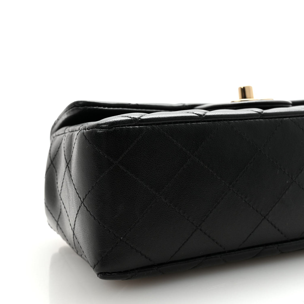 Chanel Lambskin Quilted Mini Rectangular Flap Black