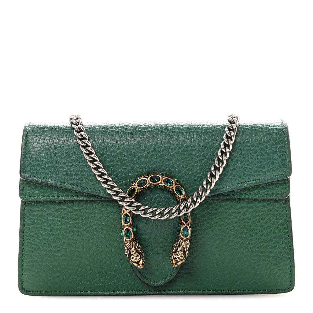 Gucci Dollar Calfskin Crystal Super Mini Dionysus Shoulder Bag Emerald