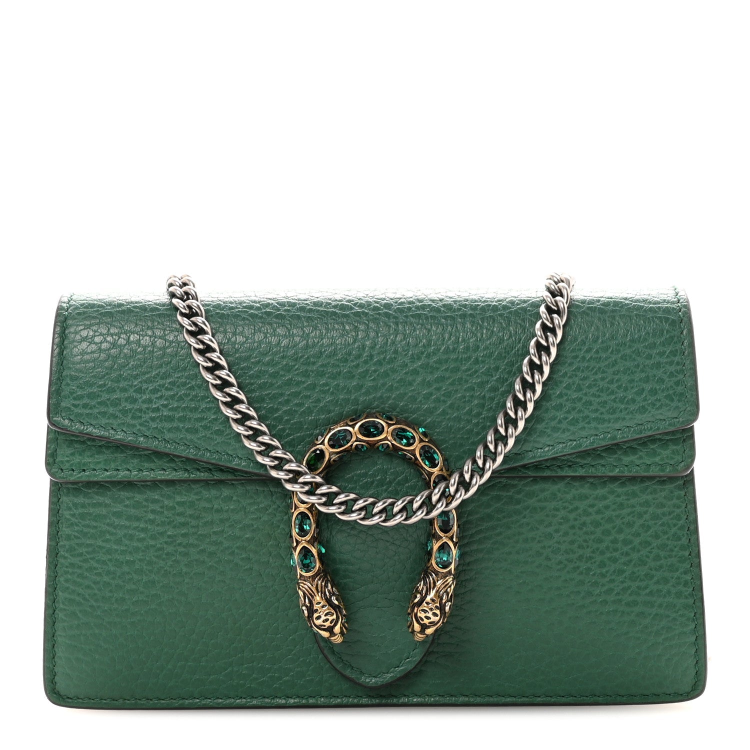 Gucci Dollar Calfskin Crystal Super Mini Dionysus Shoulder Bag Emerald