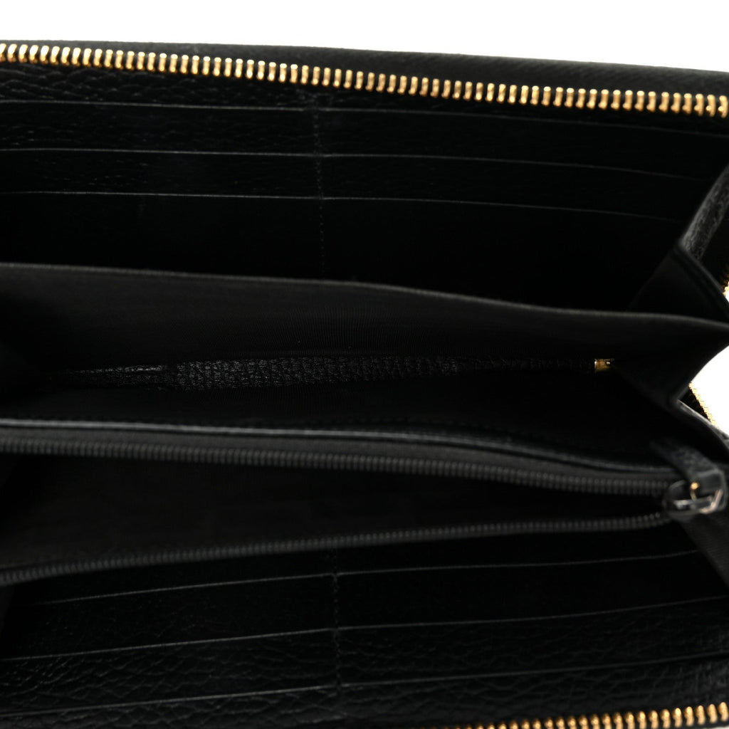 Gucci Dollar Calfskin GG Supreme Monogram GG Marmont Zip Around Wallet Black Beige Ebony