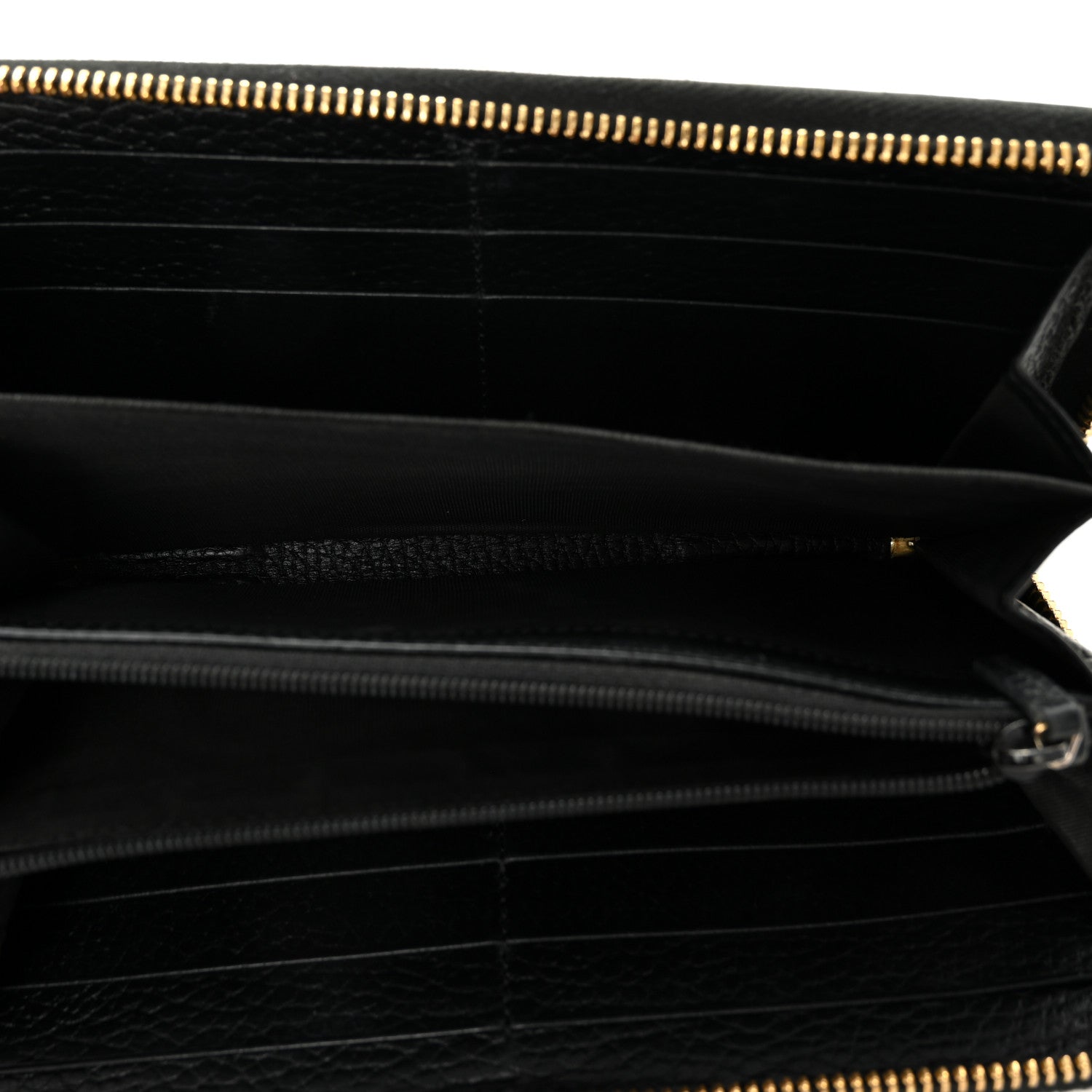 Gucci Dollar Calfskin GG Supreme Monogram GG Marmont Zip Around Wallet Black Beige Ebony