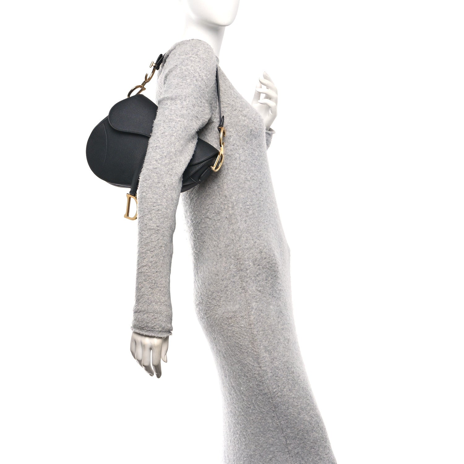 Christian Dior Grained Calfskin Saddle Bag Black