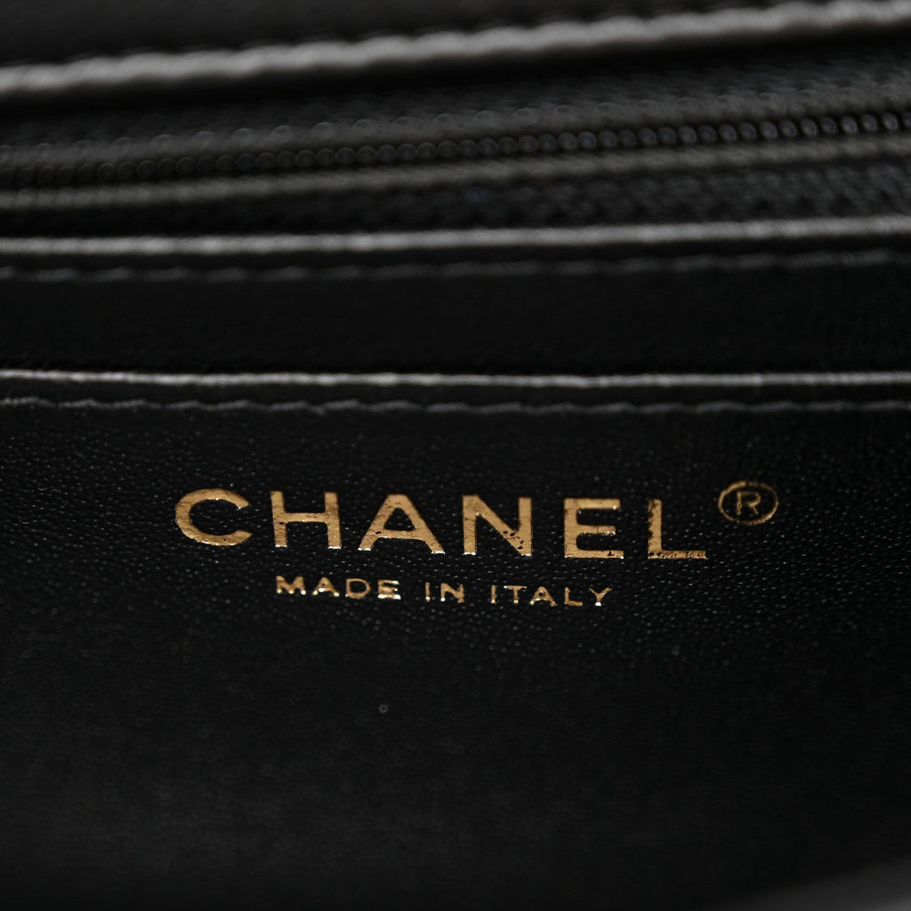Chanel Lambskin Quilted Mini Rectangular Flap Black