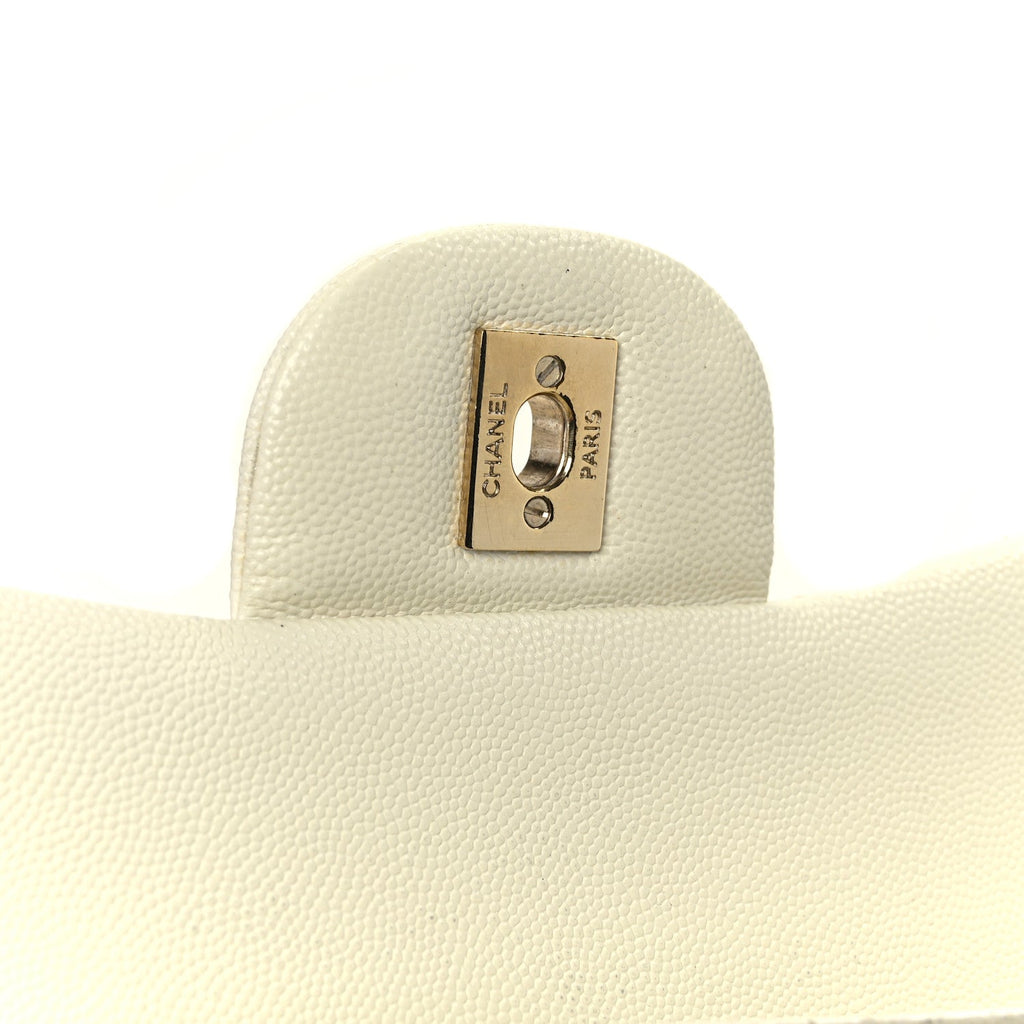 Chanel Caviar Quilted Jumbo Double Flap White