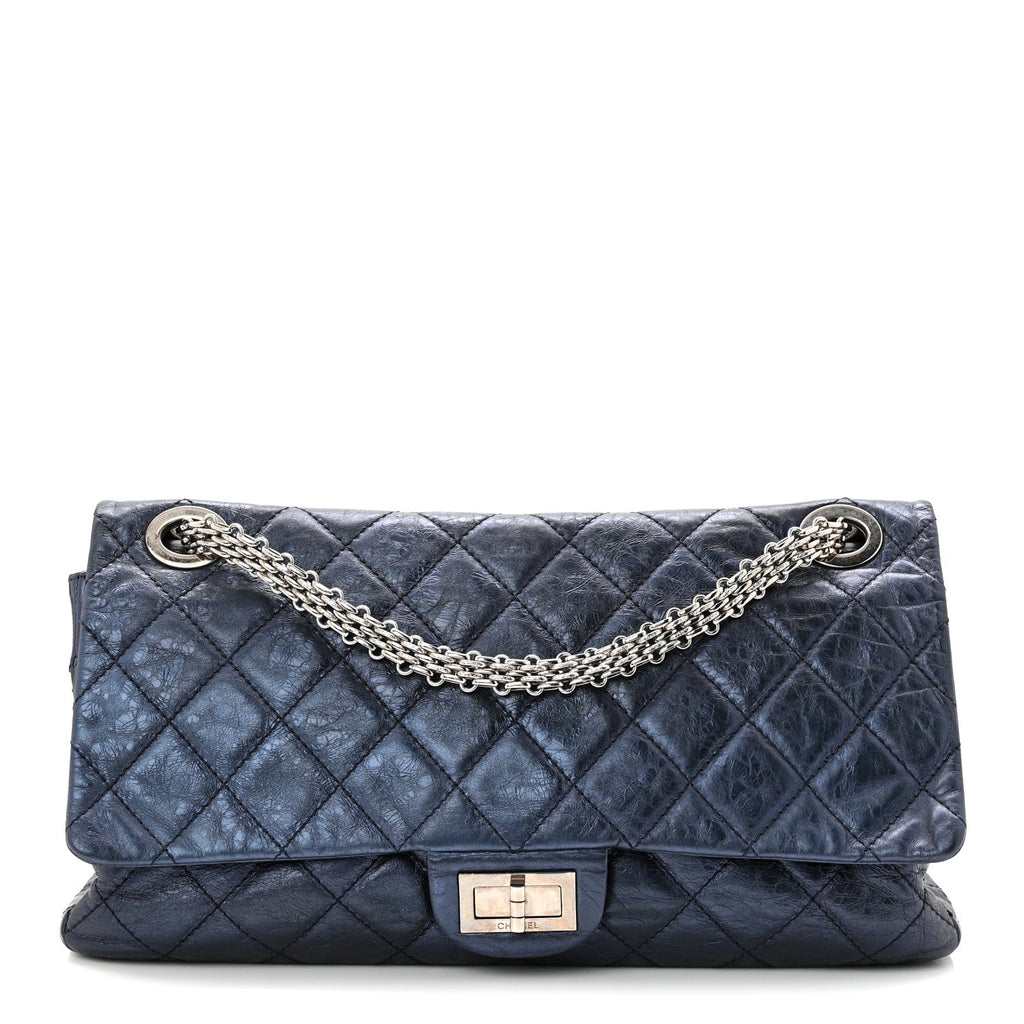 Chanel Metallic Aged Calfskin Quilted 2.55 Reissue 228 Flap Blue