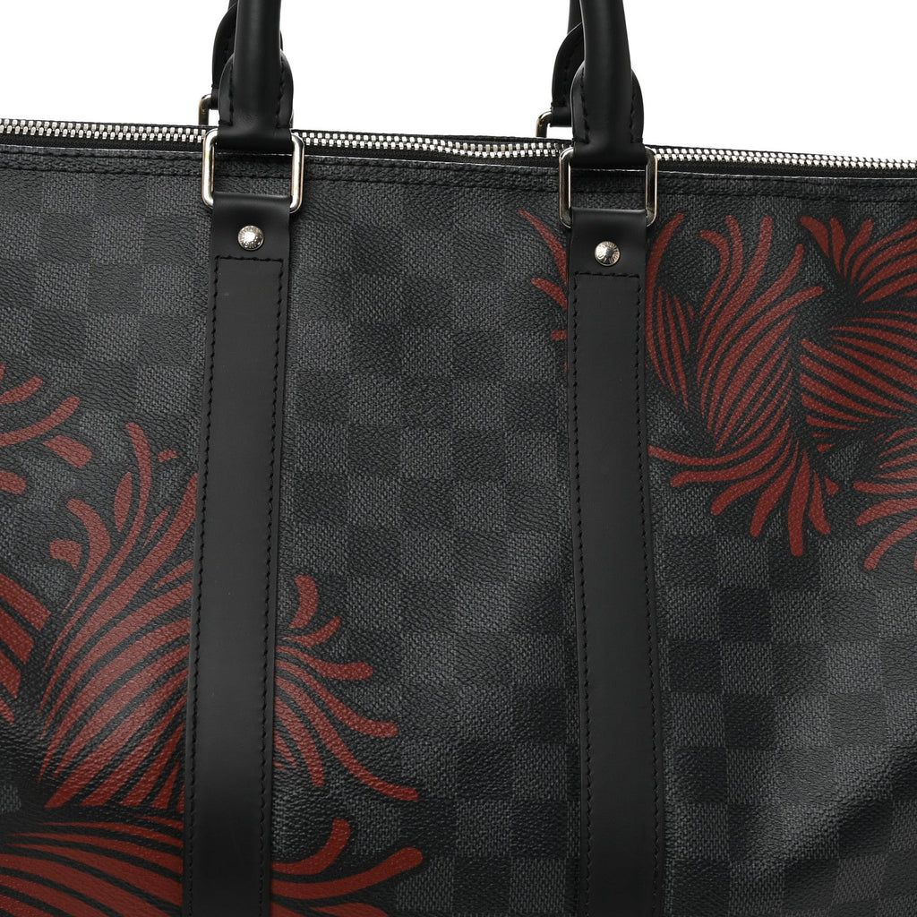 Louis Vuitton Damier Graphite Rope Keepall Bandouliere 45 Red