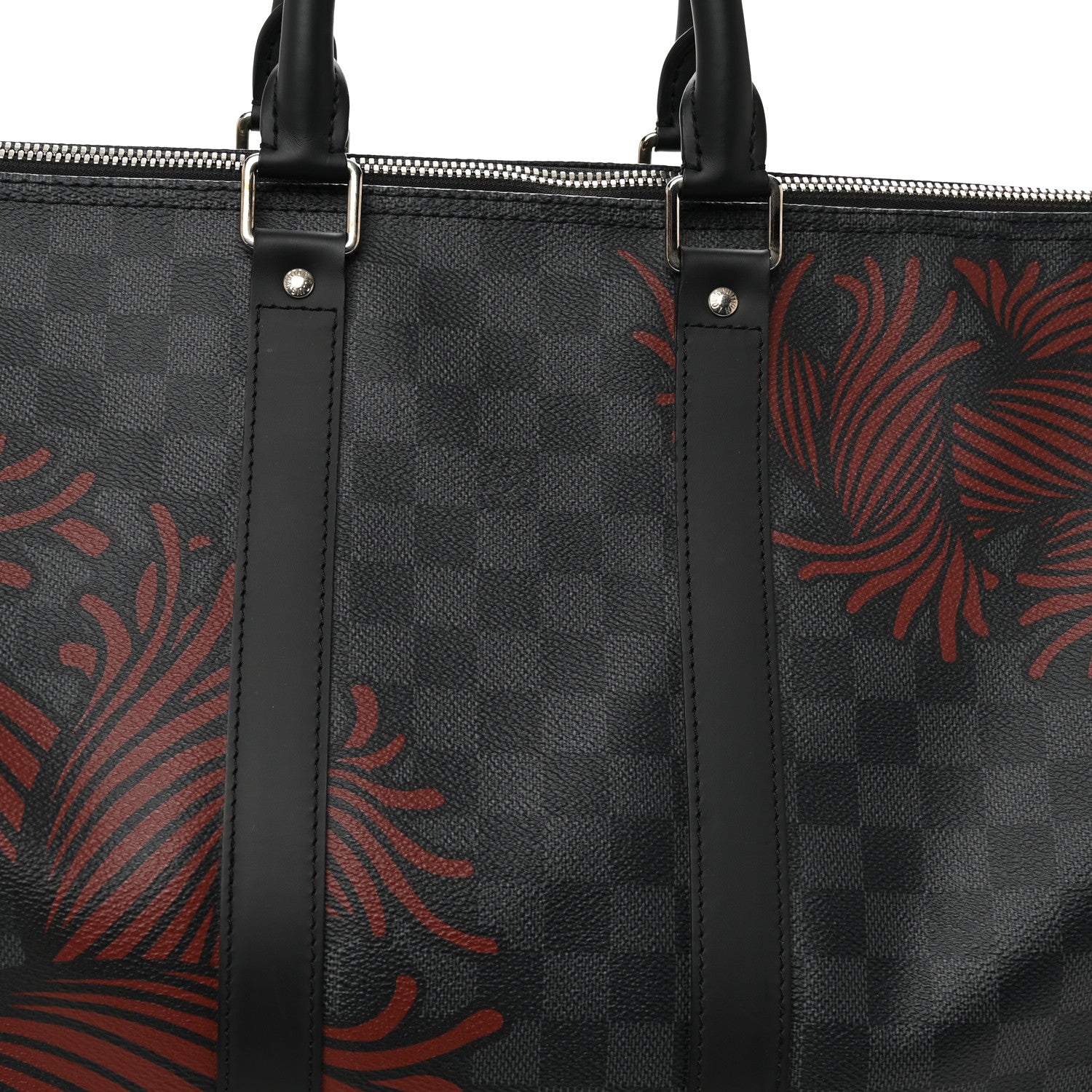 Louis Vuitton Damier Graphite Rope Keepall Bandouliere 45 Red