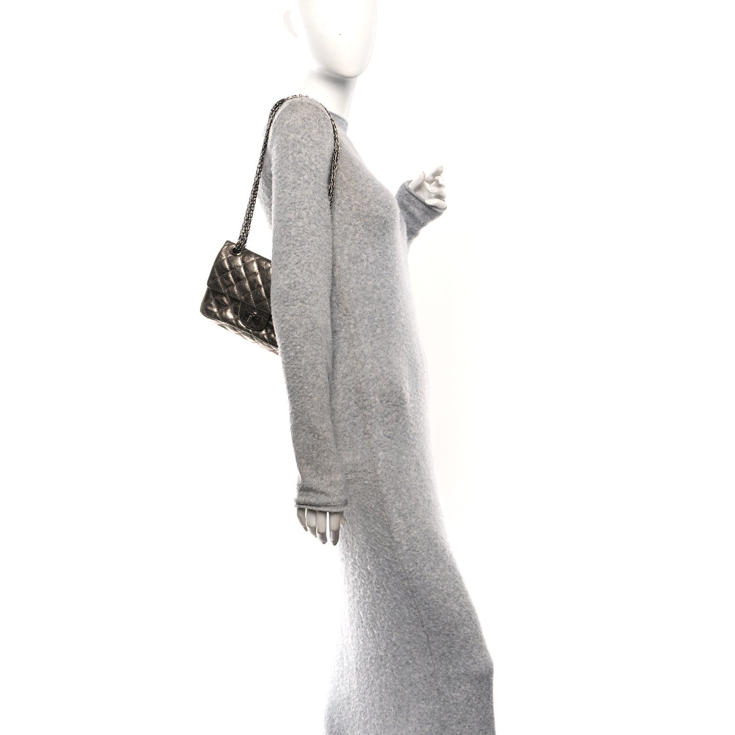 Chanel Aged Calfskin Quilted 2.55 Reissue Mini Flap Dark Silver