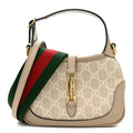 Gucci GG Supreme Monogram Textured Dollar Calfskin Mini Jackie 1961 Hobo Beige Mystic White Oatmeal