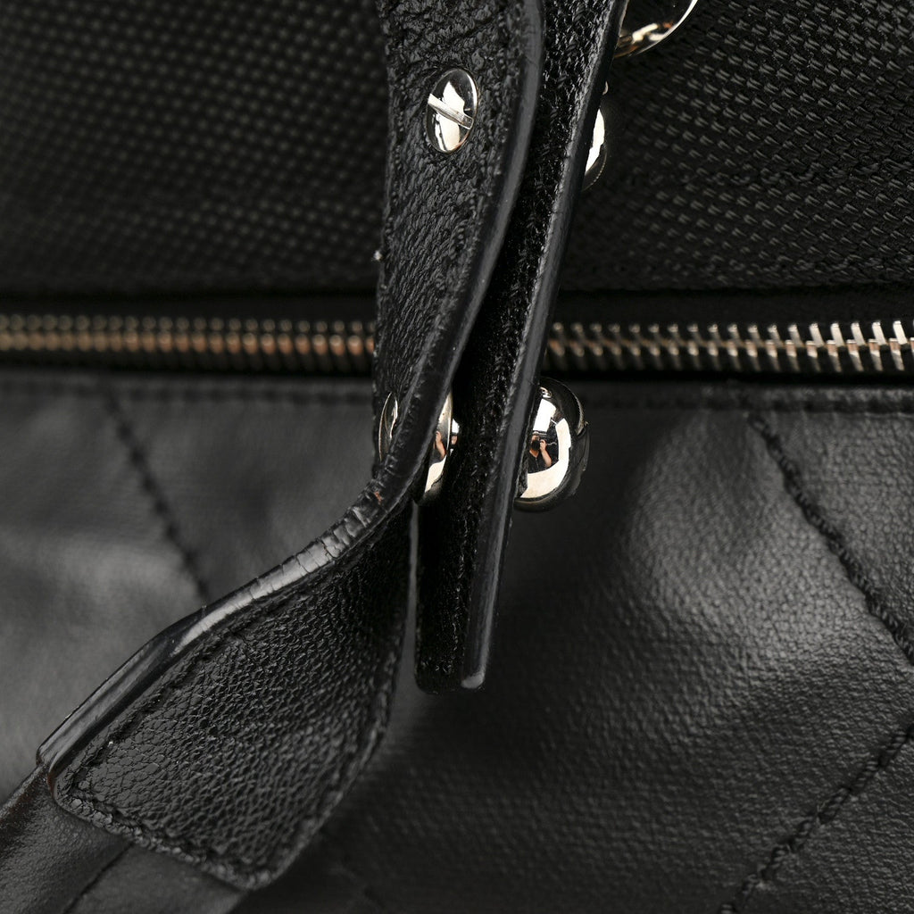 Chanel Coated Canvas Quilted Large Paris Biarritz Tote Black