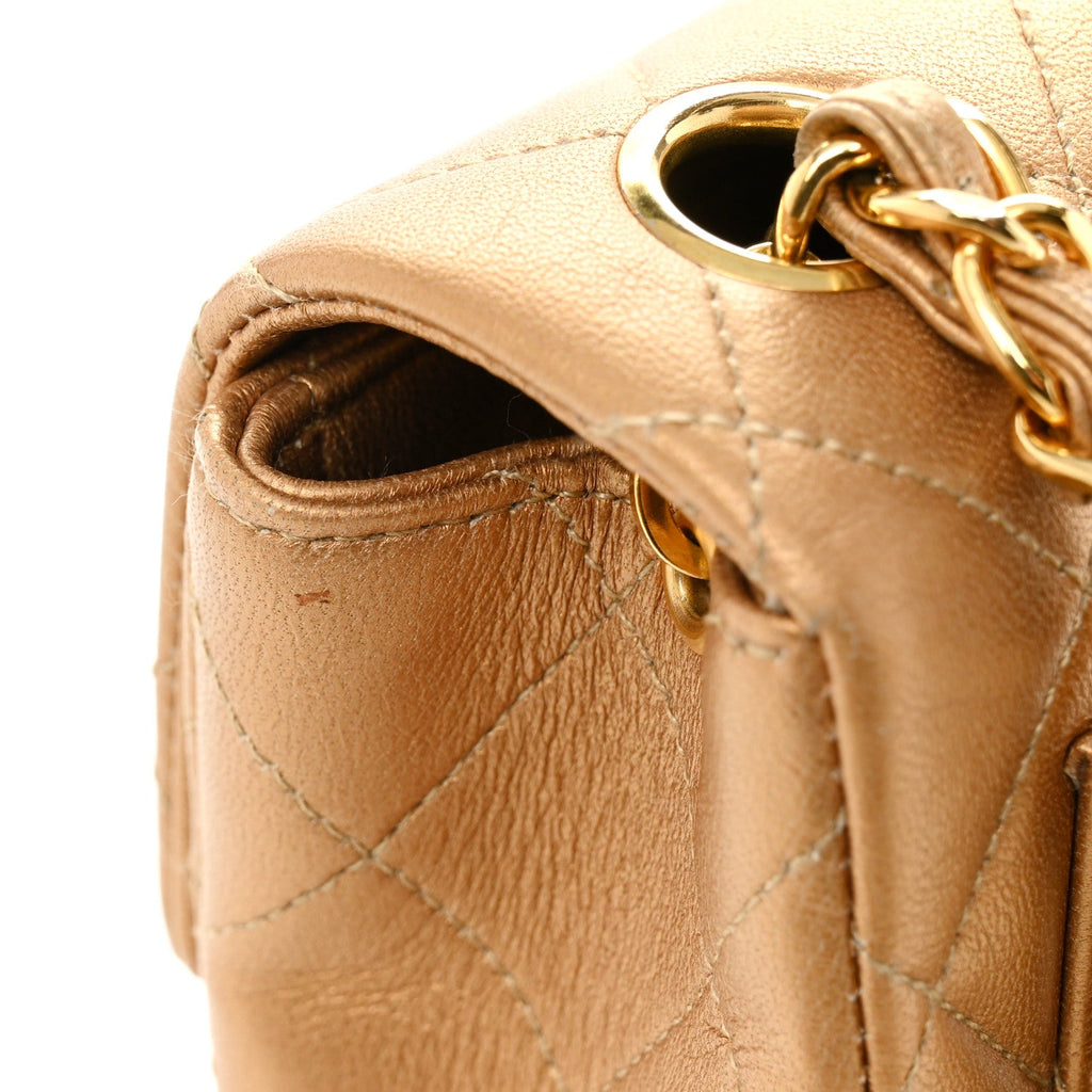 Chanel Metallic Lambskin Quilted Mini Square Flap Bronze