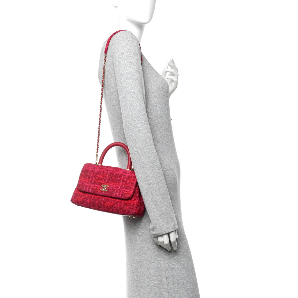 Chanel Tweed Mini Coco Handle Flap Fuchsia