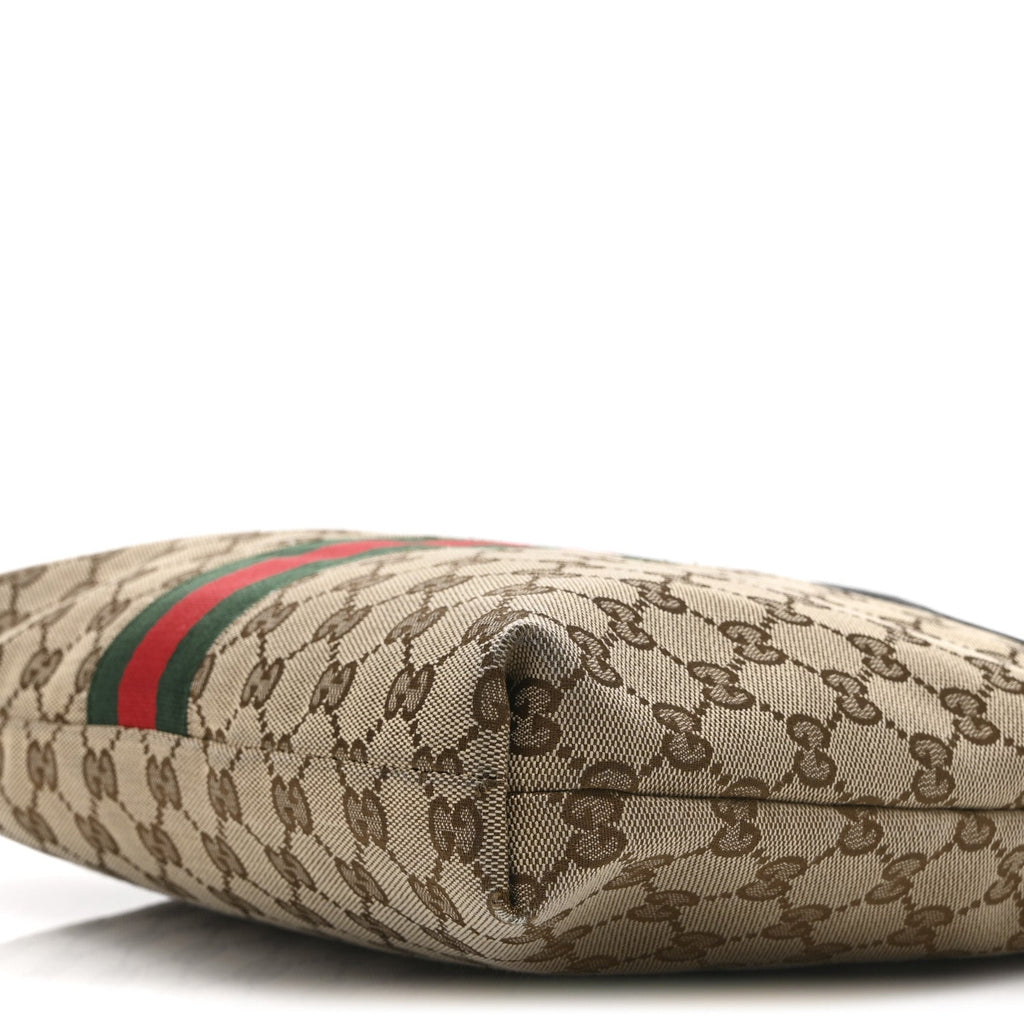 Gucci GG Monogram Web Flat Messenger Bag Black