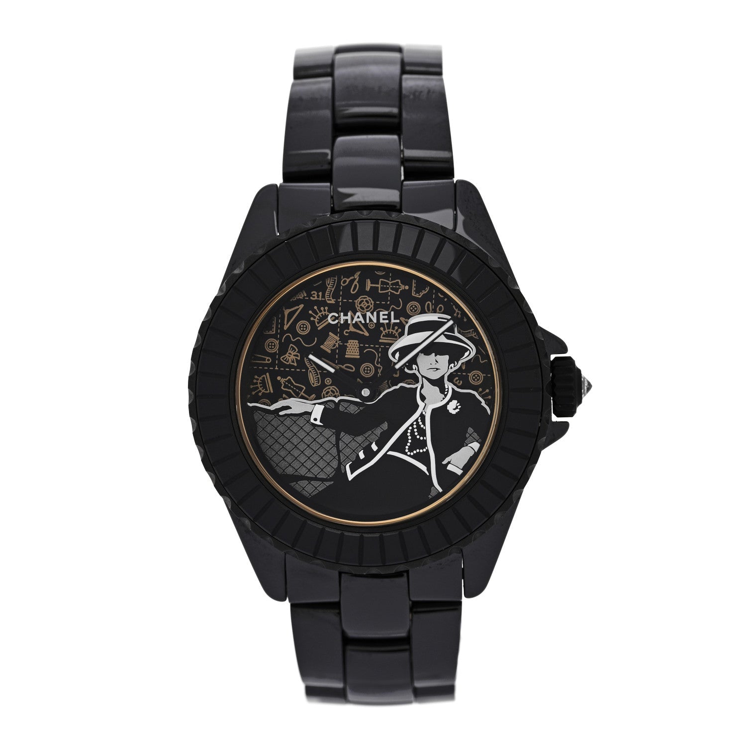 Chanel Stainless Steel Ceramic 38mm J12 Limited Edition Mademoiselle Couture Automatic Watch Black