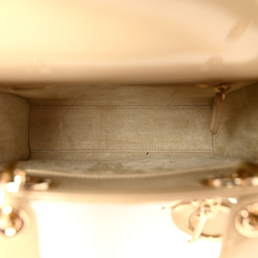 Christian Dior Patent Cannage Small Lady Dior Beige