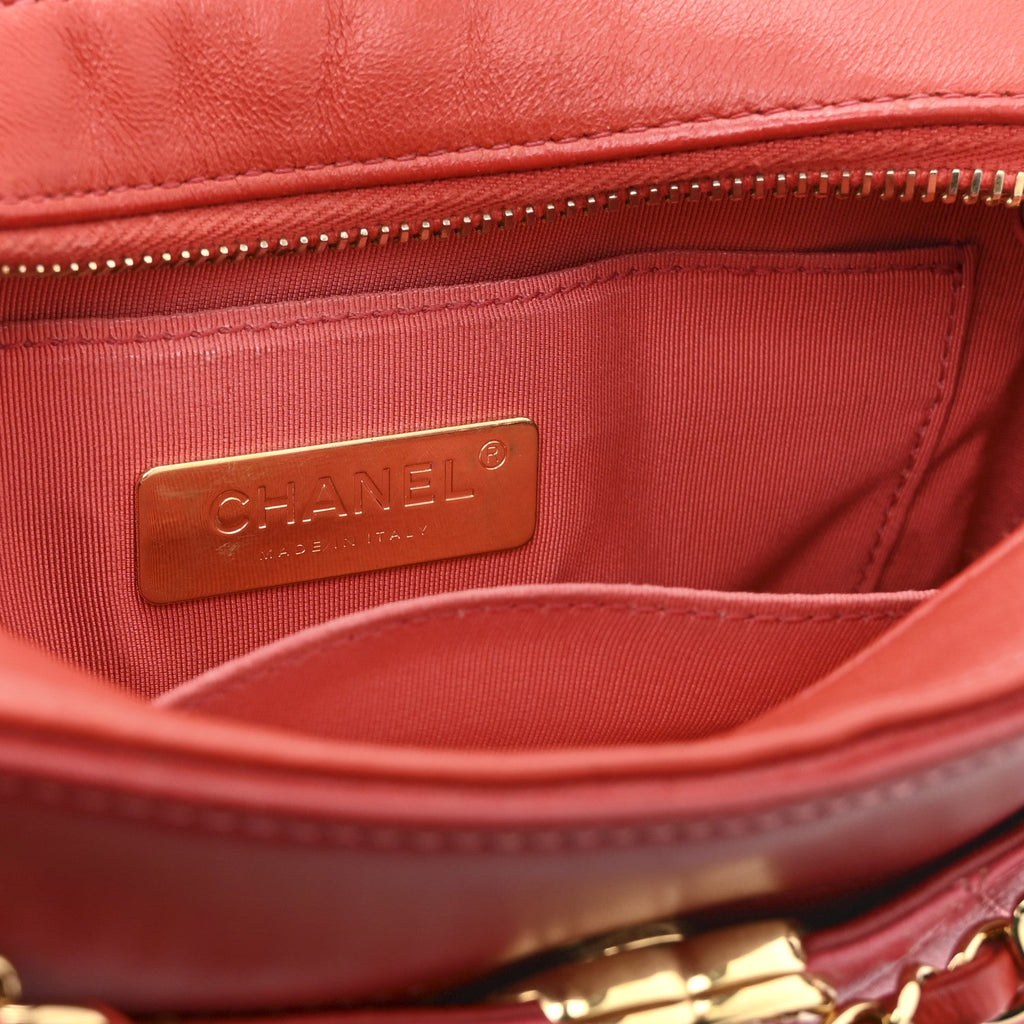 Chanel Goatskin Quilted Small In & Out Camera Case Pink Red