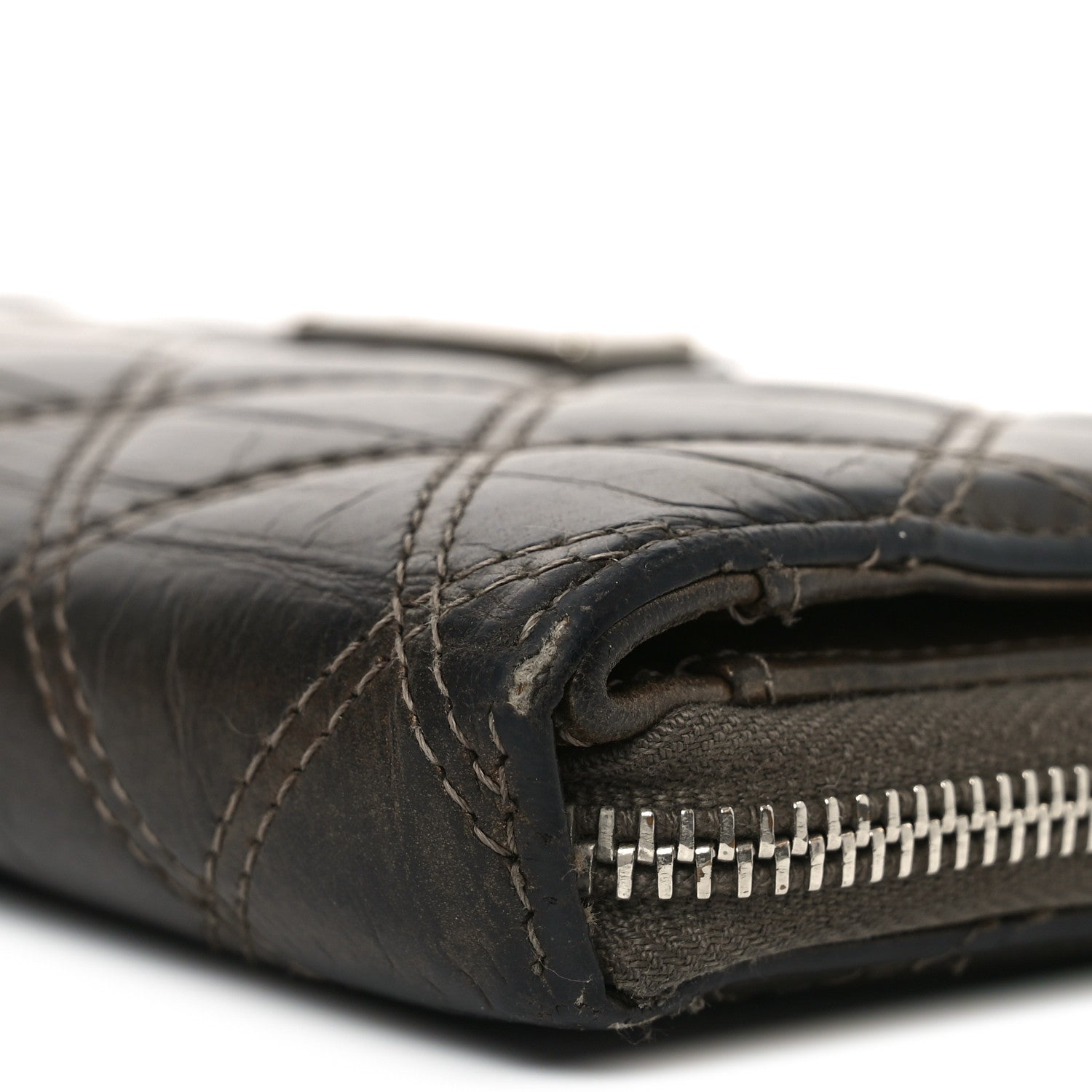Metallic Aged Calfskin Quilted Paris New York PNY Wallet Dark Gold