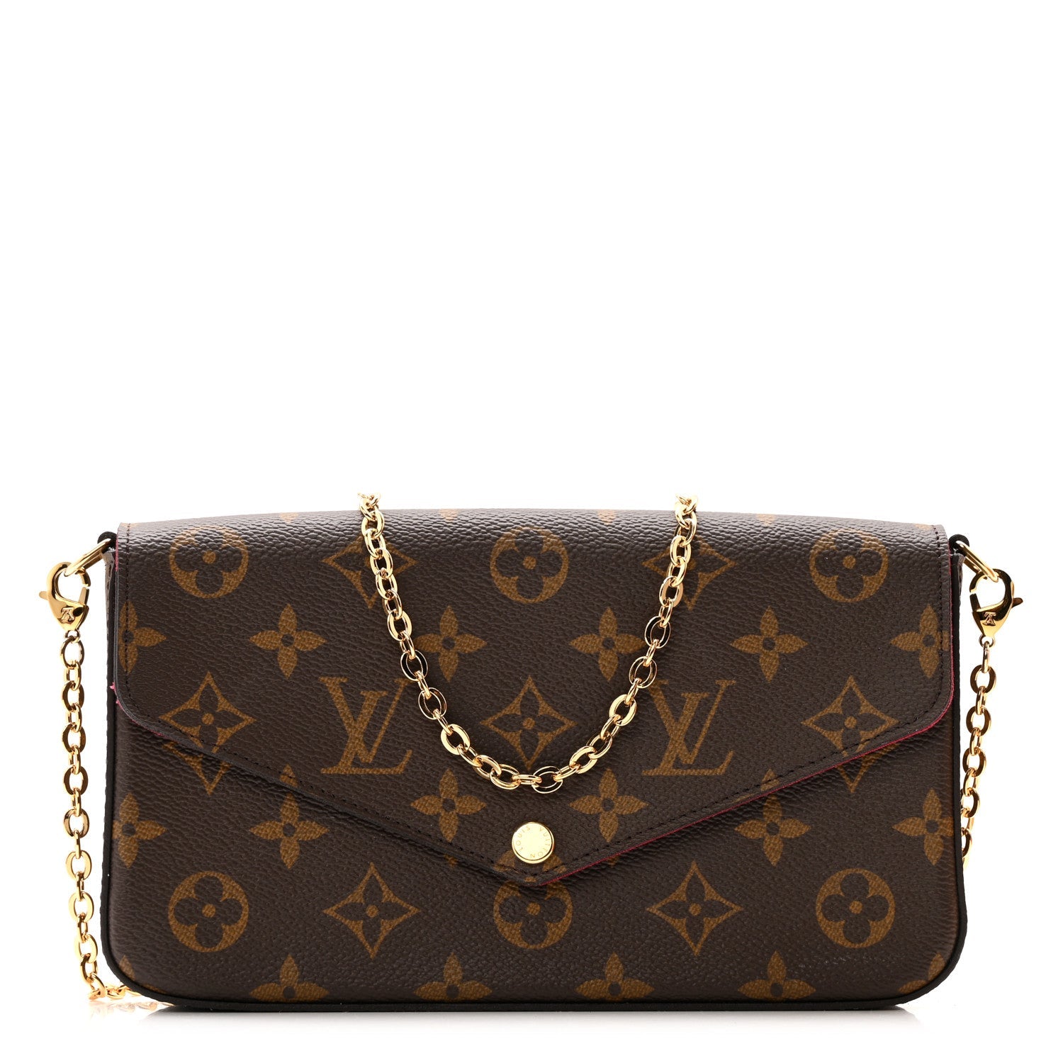 Louis Vuitton Monogram Pochette Felicie Chain Wallet Fuchsia