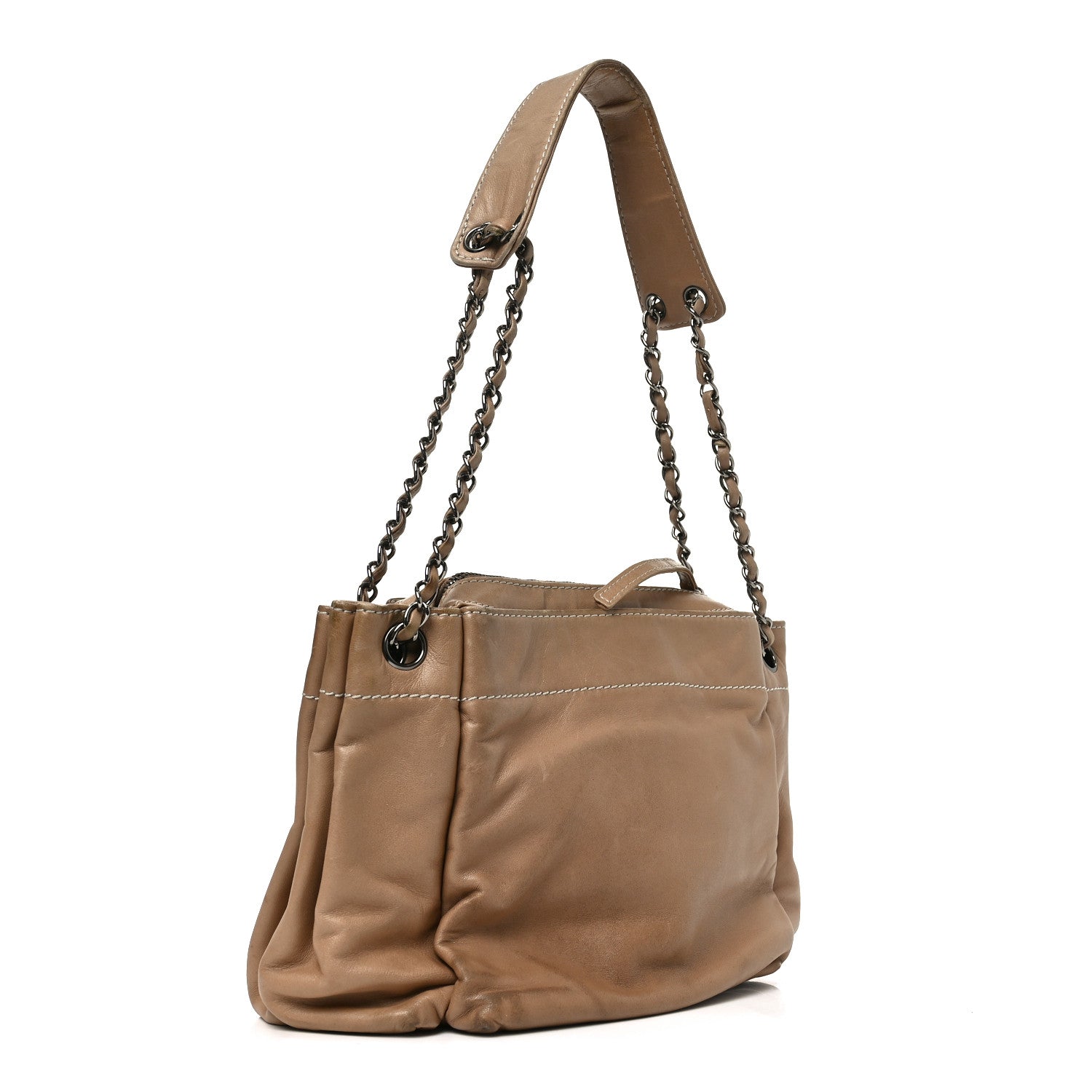 Chanel Lambskin Lax Accordion Hobo Beige