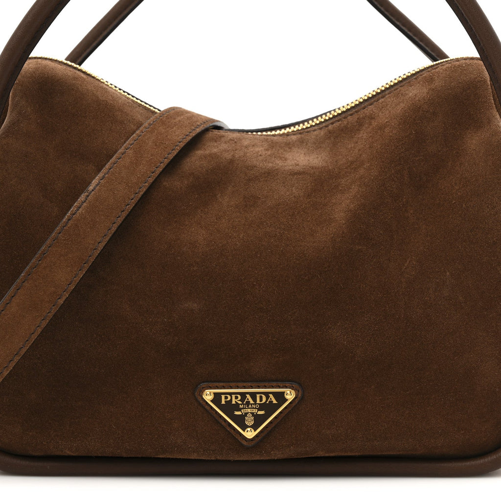 Prada Camoscio Darling Shoulder Bag Cocoa Brown