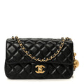 Chanel Lambskin Quilted Mini Rectangular Pearl Crush Flap Black