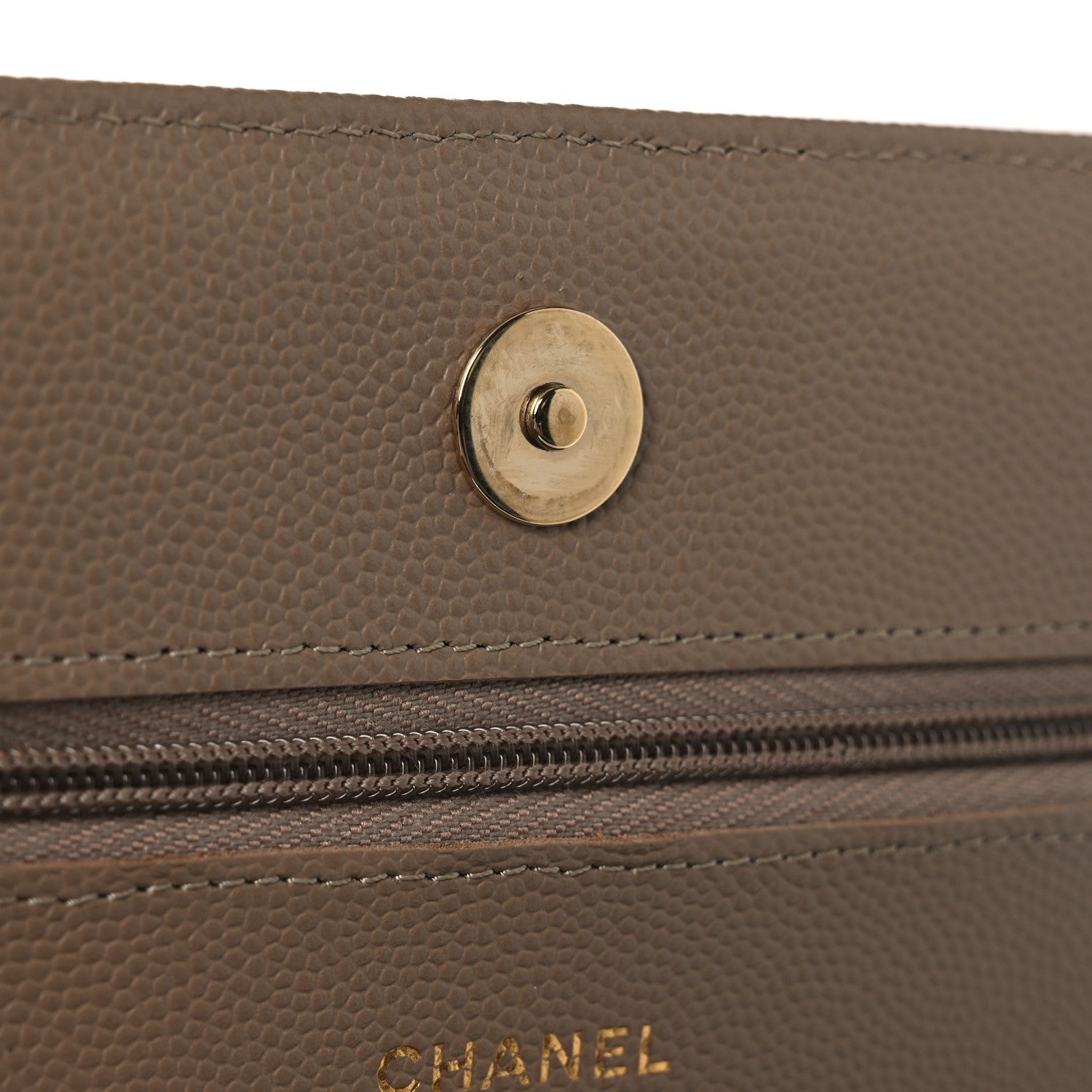 Chanel Caviar Quilted Wallet on Chain WOC Dark Beige