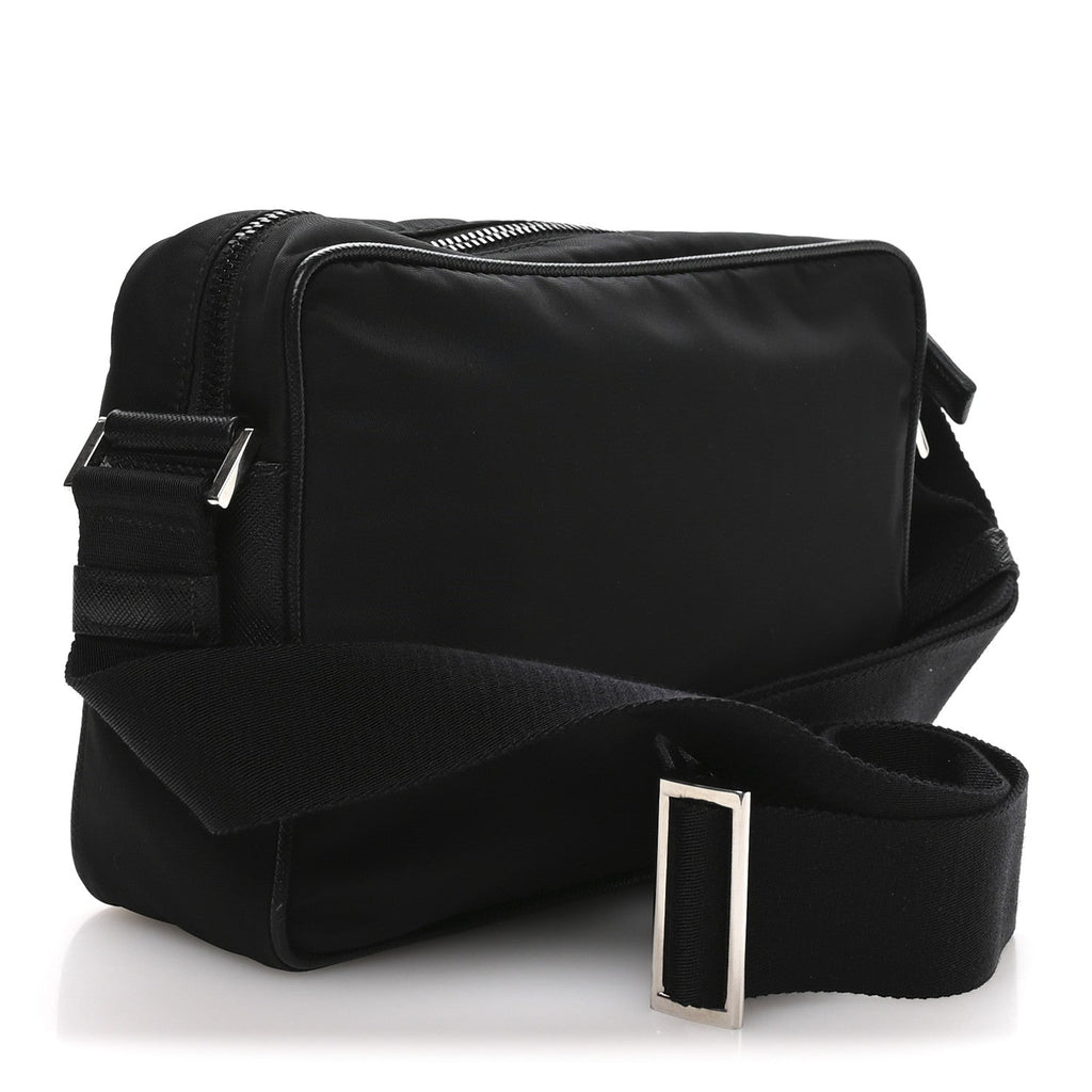 Prada Re-Nylon Vela Saffiano Pocket Double Zip Shoulder Bag Black