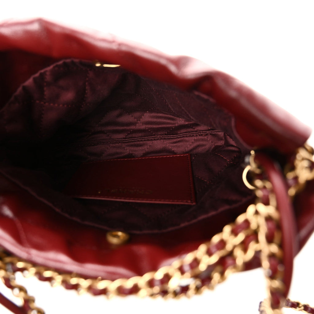 Chanel Shiny Calfskin Quilted Mini Chanel 22 Dark Burgundy